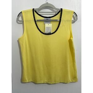 Toula Tank Top Size Small Yellow Black Trim Country Club Preppy Summer NWT